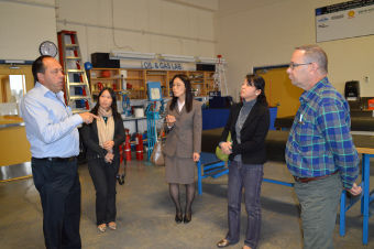 A highlight of the tour was a stop in the Heavy Duty/Commercial Transport Shop where instructor Ed Ditner had rigged up a moose meat hot pot in honour of the delegation’s visit. The moose meat was hunted and donated by two of the program’s students.