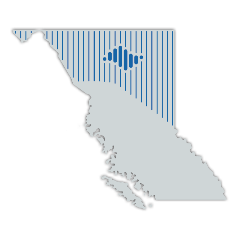 British Columbia map showing Northern BC shaded