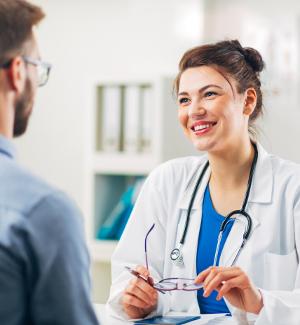 Healthcare professional smiling