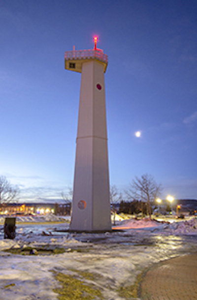 NLC Training tower at lit up at night at Dawson Creek