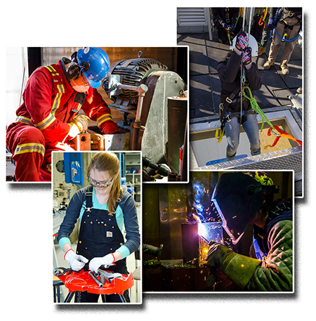 Trades students at work collage