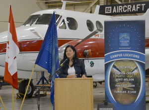 Advanced Education Minister Naomi Yamamoto
announcing $3.7 million in capital funding
for work at the Dawson Creek and Fort St.
John campuses of Northern Lights College.