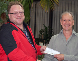 David Batterham, Career and College Preparation program chair (right), with Paul Dampier Career and College Prep Entrance Award recipient Wyatt Foster.